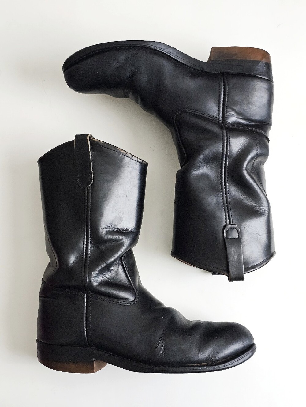 Vintage Red Wing Pecos Steel Toe Boots Men 9.5 D Black Leather Vibram USA